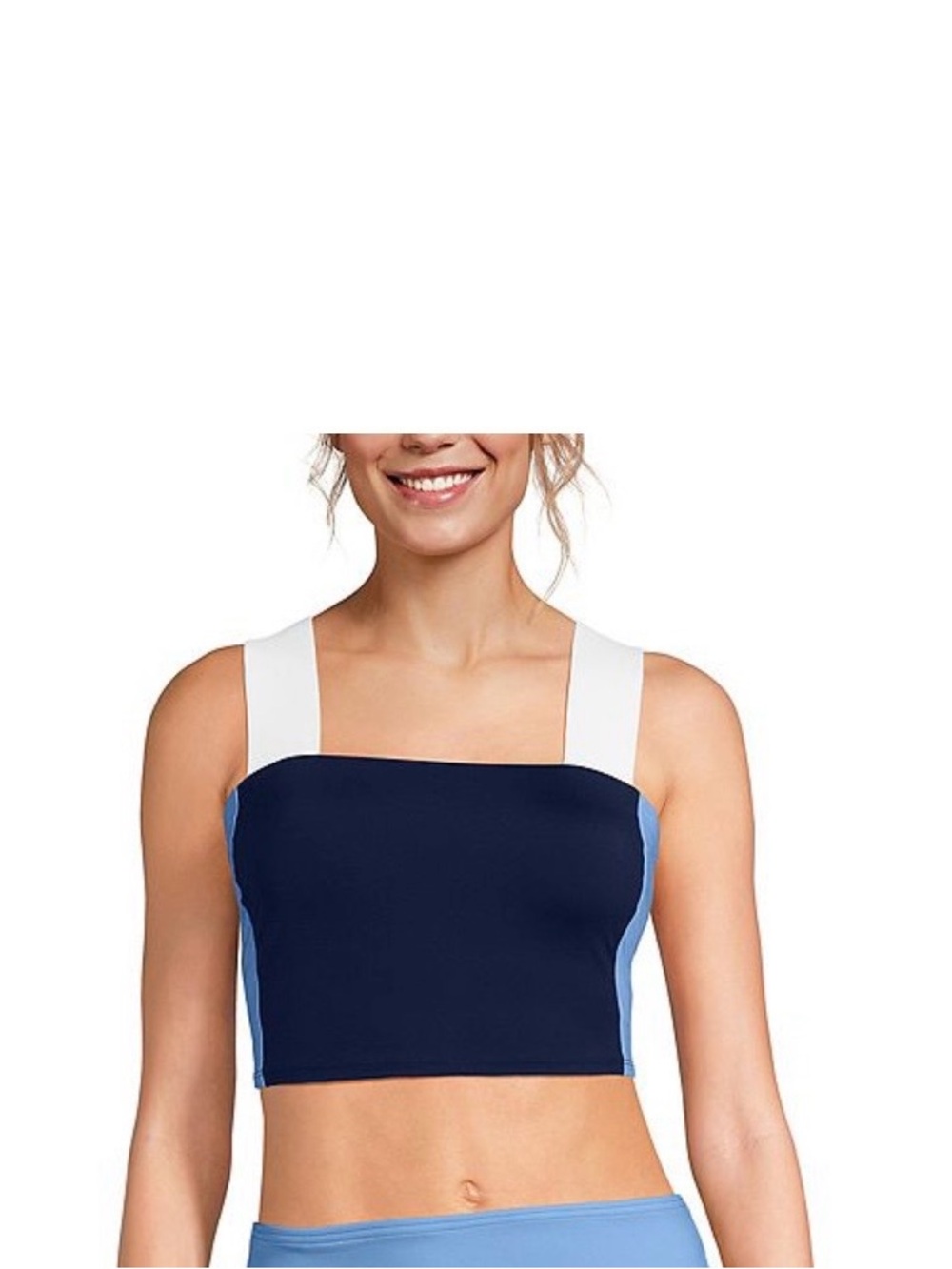 NWT - Land’s End Women’s Midkini Top Navy & Light Blue Size 10